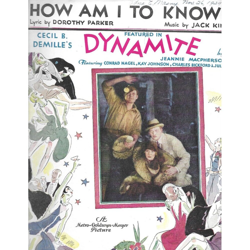 1929 How Am I To Know Sheet Music MGM Dynamite Dorothy Parker Movie Cover